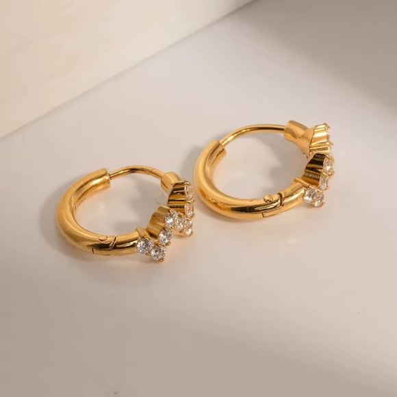 18K Gold Plated Cubic Zirconia Earrings - Picture 2 of 5